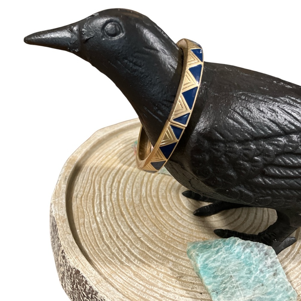 Lia Sophia On Point Geometric Gold and Blue Bangle - Picture 2 of 7